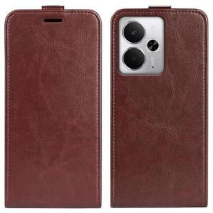 For Realme 14 5G R64 Texture Single Vertical Flip Leather Phone Case(Brown)
