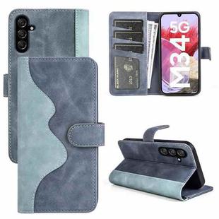 For Samsung Galaxy M34 5G Stitching Horizontal Flip Leather Phone Case(Blue)