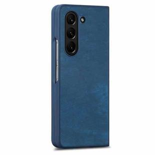 For  Samsung Galaxy Z Fold5 5G Integrated Film Retro Skin Feel Fold Leather Phone Case(Blue)