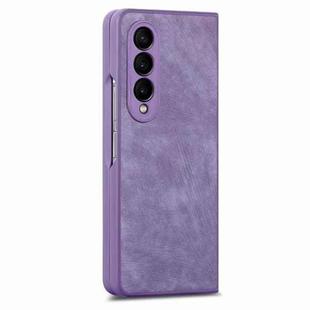 For Samsung Galaxy Z Fold4 Integrated Film Retro Skin Feel Fold Leather Phone Case(Purple)