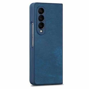 For Samsung Galaxy Z Fold4 Integrated Film Retro Skin Feel Fold Leather Phone Case(Blue)