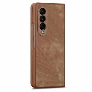 For Samsung Galaxy Z Fold4 Integrated Film Retro Skin Feel Fold Leather Phone Case(Brown)