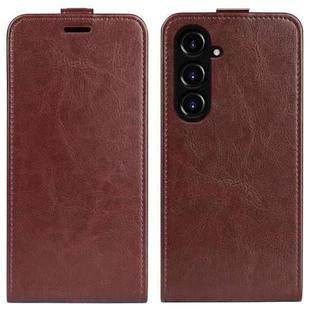 For Samsung Galaxy S23 FE 5G R64 Texture Vertical Flip Leather Phone Case(Brown)
