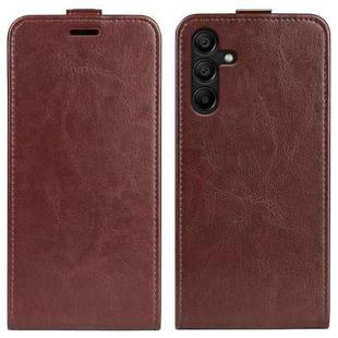 For Samsung Galaxy M15 5G R64 Texture Vertical Flip Leather Phone Case(Brown)