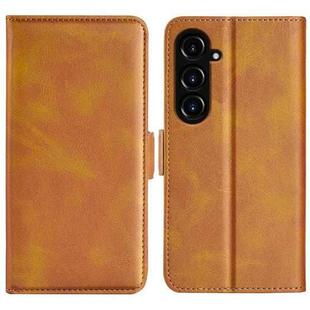 For Samsung Galaxy S23 FE 5G Dual-side Magnetic Buckle Horizontal Flip Leather Phone Case(Yellow)
