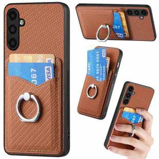 For Samsung Galaxy A13 5G Carbon Fiber Card Wallet Ring Holder Phone Case(Brown)