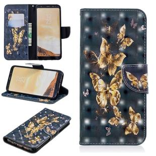 3D Colored Drawing Pattern Horizontal Flip Leather Case for Galaxy S8 Plus, with Holder & Card Slots & Wallet(Black Background Butterfly)
