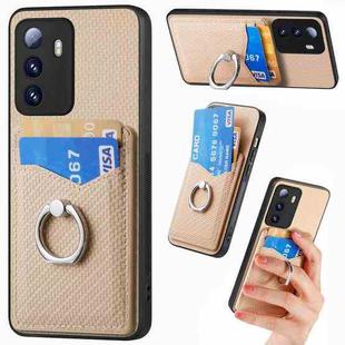 For Xiaomi Poco M3 Pro Carbon Fiber Card Wallet Ring Holder Phone Case(Khaki)