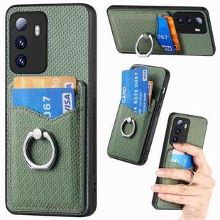 For Xiaomi Redmi  Note 10 5G Carbon Fiber Card Wallet Ring Holder Phone Case(Green)