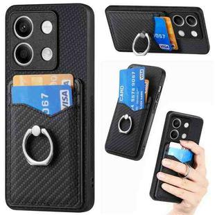 For Xiaomi Redmi Note 13 Carbon Fiber Card Wallet Ring Holder Phone Case(Black)