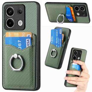 For Xiaomi Redmi Note 13 Pro+ Carbon Fiber Card Wallet Ring Holder Phone Case(Green)