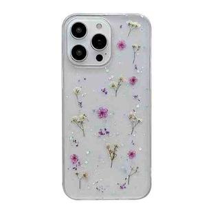 For iPhone 15 Pro Gypsophila Flowers Pattern TPU Protective Phone Case(Purple)