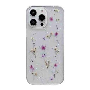 For iPhone 15 Gypsophila Flowers Pattern TPU Protective Phone Case(Purple)