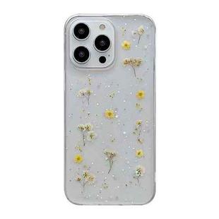 For iPhone 15 Gypsophila Flowers Pattern TPU Protective Phone Case(Yellow)
