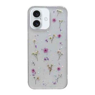 For iPhone 16 Gypsophila Flowers Pattern TPU Protective Phone Case(Purple)