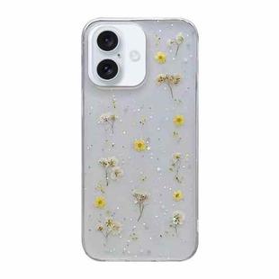 For iPhone 16 Gypsophila Flowers Pattern TPU Protective Phone Case(Yellow)