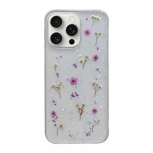 For iPhone 16 Pro Max Gypsophila Flowers Pattern TPU Protective Phone Case(Purple)