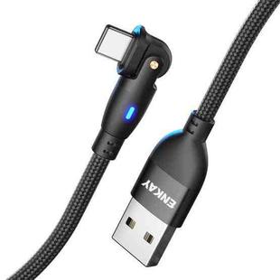 ENKAY 180 Degrees Rotating USB to 8 Pin Charging Data Cable with LED Light, Length:1m(Black)