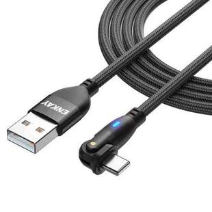 ENKAY 180 Degrees Rotating USB to 8 Pin Charging Data Cable with LED Light, Length:2m(Black)