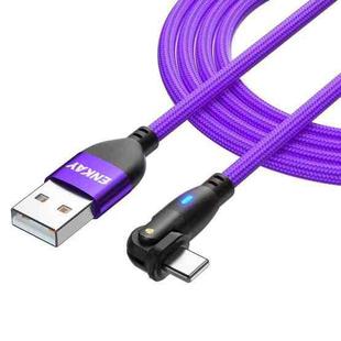 ENKAY 180 Degrees Rotating USB to 8 Pin Charging Data Cable with LED Light, Length:2m(Purple)