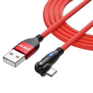 ENKAY 180 Degrees Rotating USB to 8 Pin Charging Data Cable with LED Light, Length:2m(Red)