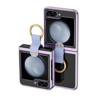 For Samsung Galaxy Z Flip5   5G Electroplated Ring Transparent PC Shockproof Phone Case(Purple)