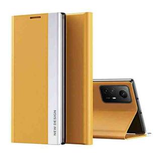 For Xiaomi Redmi Note 12S Side Electroplated Adsorption Leather Phone Case(Yellow)