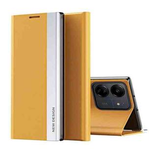 For Xiaomi Redmi 13C Side Electroplated Adsorption Leather Phone Case(Yellow)