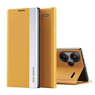 For Xiaomi Redmi Note 13 Pro+ Side Electroplated Adsorption Leather Phone Case(Yellow)