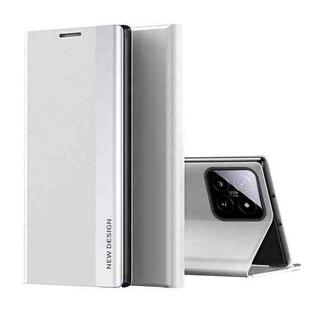 For Xiaomi 14 Side Electroplated Adsorption Leather Phone Case(Silver)