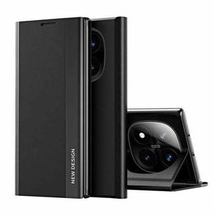 For Xiaomi Redmi Note 14 Pro+ 5G Side Electroplated Adsorption Leather Phone Case(Black)