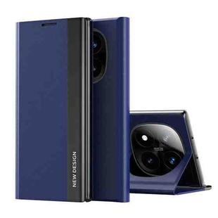 For Xiaomi Redmi Note 14 Pro+ 5G Side Electroplated Adsorption Leather Phone Case(Dark Blue)