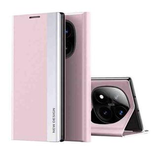 For Xiaomi Redmi Note 14 Pro+ 5G Side Electroplated Adsorption Leather Phone Case(Pink)