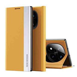 For Xiaomi Redmi Note 14 Pro+ 5G Side Electroplated Adsorption Leather Phone Case(Yellow)