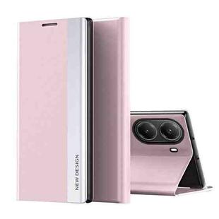 For Xiaomi Poco X7 Pro Side Electroplated Adsorption Leather Phone Case(Pink)