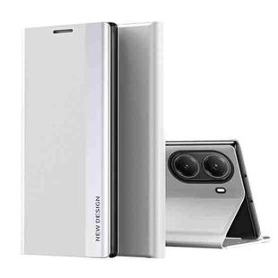 For Xiaomi Poco X7 Pro Side Electroplated Adsorption Leather Phone Case(Silver)