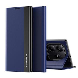 For Redmi Note 14 4G 163.25mm Side Electroplated Adsorption Leather Phone Case(Dark Blue)