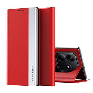 For Redmi Note 14 4G 163.25mm Side Electroplated Adsorption Leather Phone Case(Red)