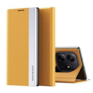 For Redmi Note 14 4G 163.25mm Side Electroplated Adsorption Leather Phone Case(Yellow)