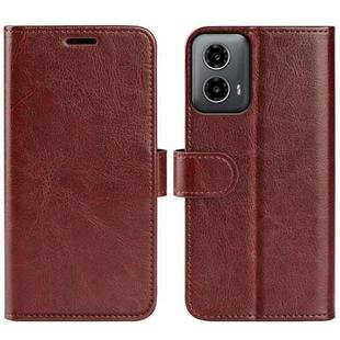 For Motorola Moto G34 R64 Texture Horizontal Flip Leather Phone Case(Brown)