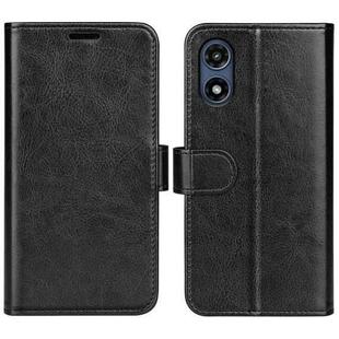 For Motorola Moto G Play 2024 R64 Texture Horizontal Flip Leather Phone Case(Black)