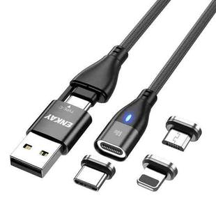 ENKAY 6-in-1 PD60W USB-A / Type-C to Type-C / 8 Pin / Micro USB Magnetic Fast Charging Cable, Cable Length:1m(Black)