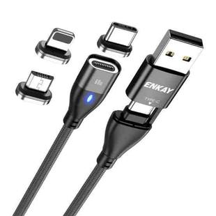 ENKAY 6-in-1 PD60W USB-A / Type-C to Type-C / 8 Pin / Micro USB Magnetic Fast Charging Cable, Cable Length:2m(Black)