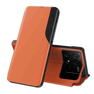 For Xiaomi Poco F6 Pro Attraction Flip Holder Leather Phone Case(Orange)