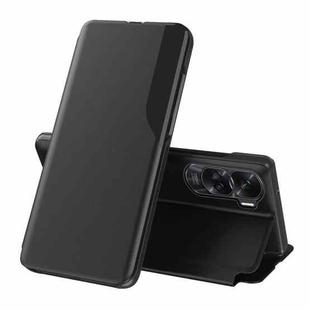 For Honor 90 Lite Side Display Flip Leather Phone Case(Black)