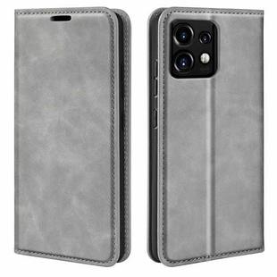For Motorola Moto X40 Pro Retro-skin Magnetic Suction Leather Phone Case(Grey)