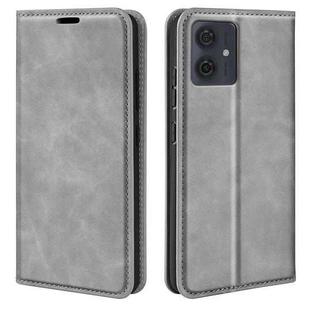 For Motorola Moto G54 Retro-skin Magnetic Suction Leather Phone Case(Grey)