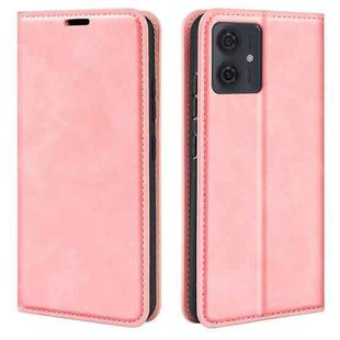 For Motorola Moto G54 Retro-skin Magnetic Suction Leather Phone Case(Pink)