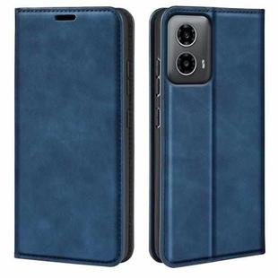 For Motorola Moto G34 Retro-skin Magnetic Suction Leather Phone Case(Dark Blue)