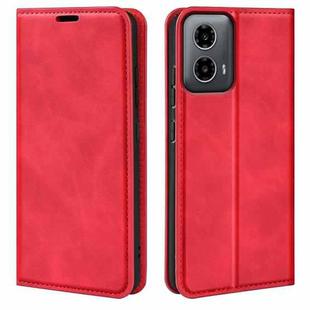 For Motorola Moto G34 Retro-skin Magnetic Suction Leather Phone Case(Red)